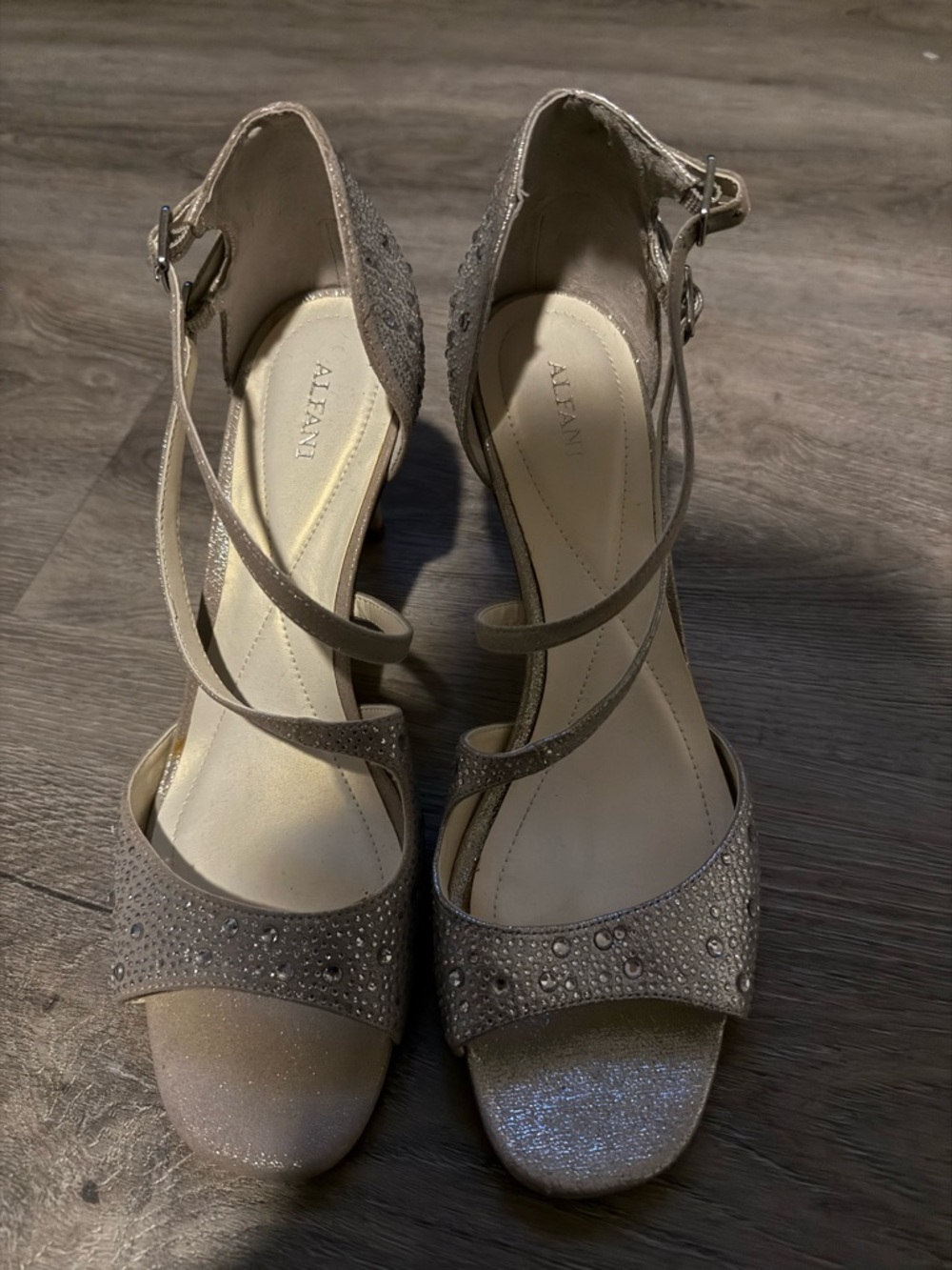Alfani Women's Champagne Glitter Strappy Sandals size 10